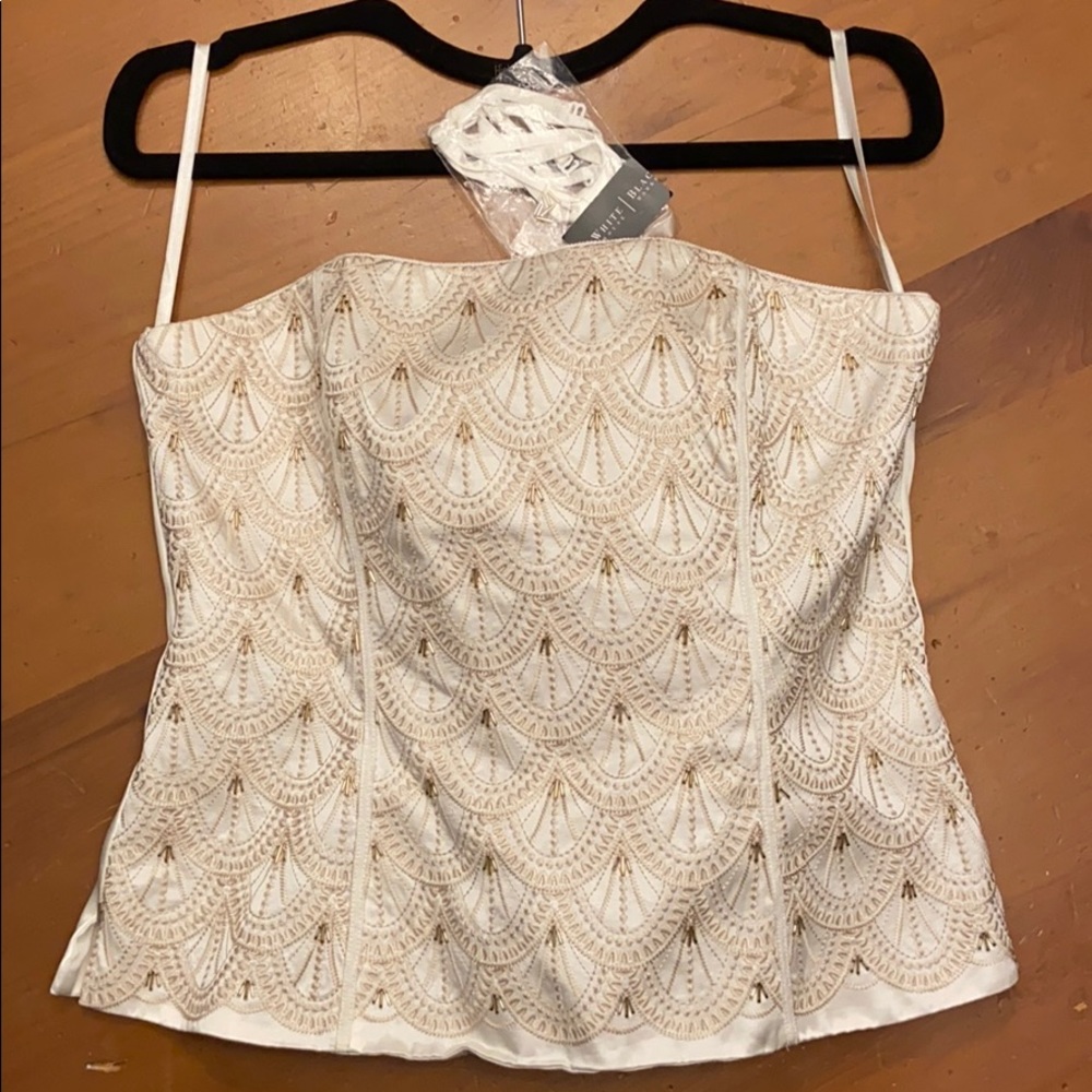 White House Black Market strapless beaded top